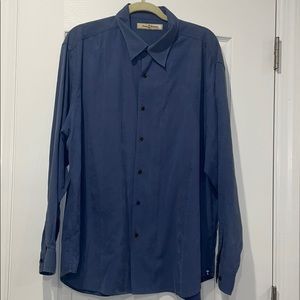 Tommy Bahama blue silk long sleeve shirt size XL